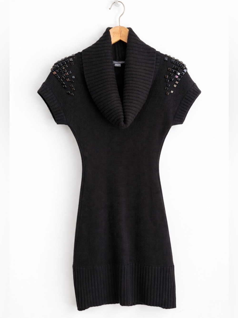 Armani Exchange Beaded Mohair Wool Angora Cowl Neck Sweater Dress S